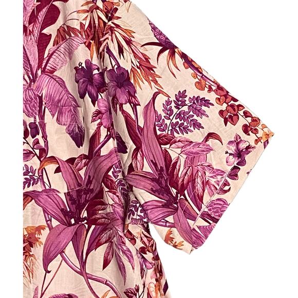 Tommy Bahama Men's XL "Garden of Hope & Courage" Silk Shirt Peach Floral NEW - Picture 5 of 11